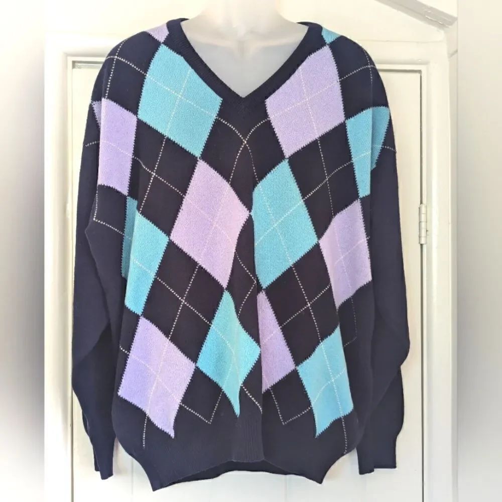 Pringle of Scotland Argyle Wool Sweater XL Collegiate Preppy Academia
